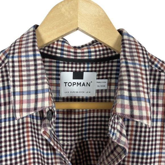 Topman Men’s Micro Plaid Button Down Shirt Multicolor Size M - Picture 3 of 8